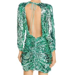 For Love & Lemons Green Sequin Mini Dress